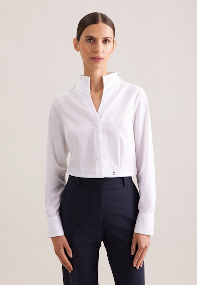 Slim Fit Chalice Collar Blouse in White | Seidensticker Onlineshop