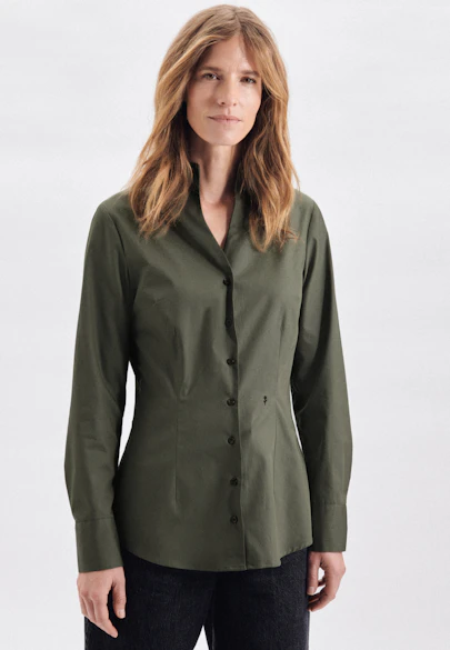 Kelchkragenbluse slim fit in Grün |  Seidensticker Onlineshop