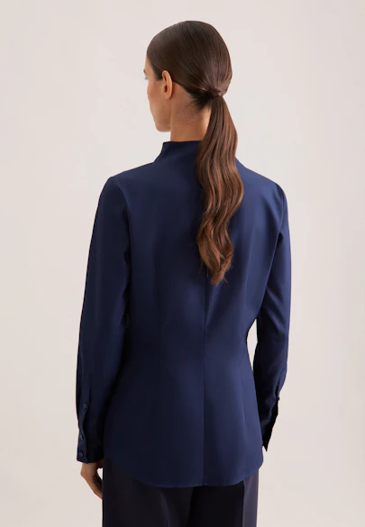 Blouse col calice slim in Bleu Foncé |  Seidensticker Onlineshop