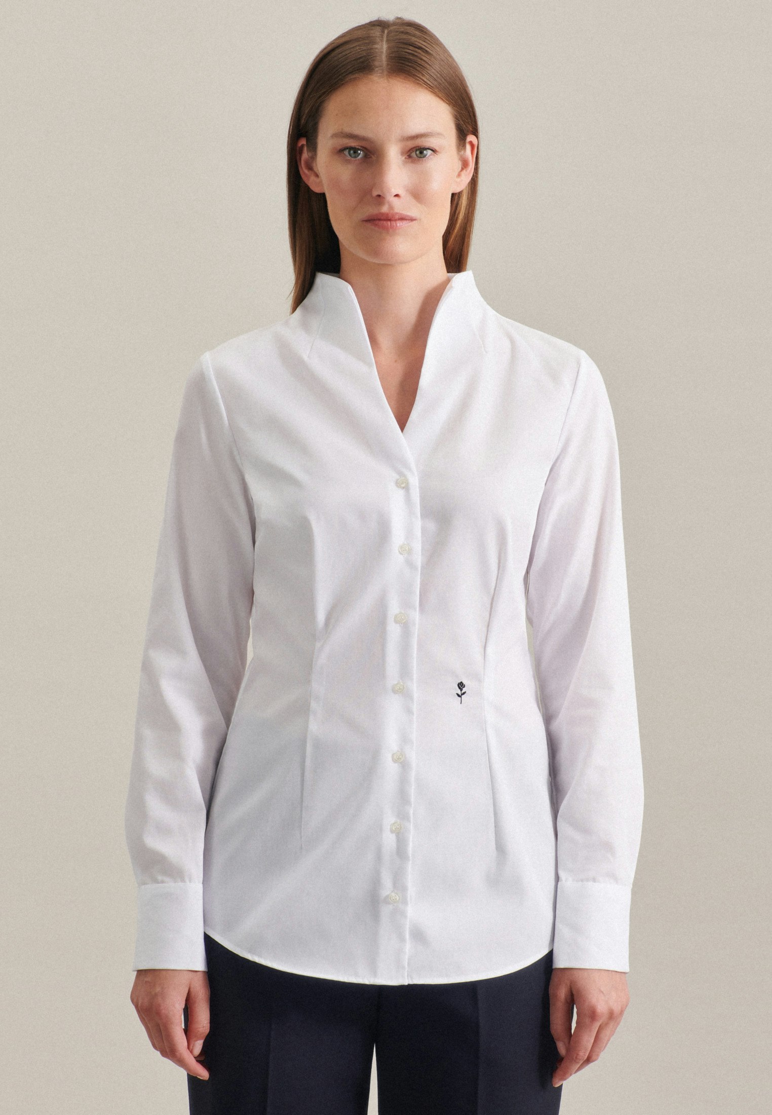 Women Non-iron Poplin Chalice Blouse white | Seidensticker