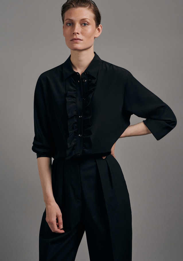 Long sleeve Satin Shirt Blouse in Black |  Seidensticker Onlineshop