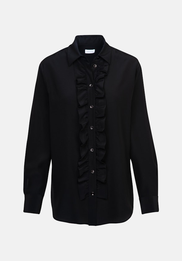 Long sleeve Satin Shirt Blouse in Black |  Seidensticker Onlineshop