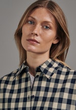 Oversized fit Longbluse Karo in Dunkelblau |  Seidensticker Onlineshop