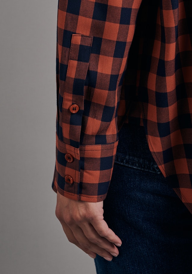 Long sleeve Twill Long Blouse in Orange |  Seidensticker Onlineshop