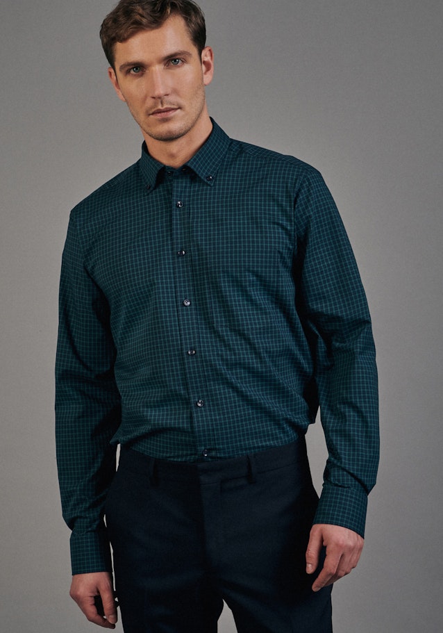 Non-iron Poplin Business Shirt in Regular with Button-Down-Collar in Green |  Seidensticker Onlineshop