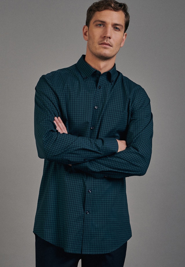 Non-iron Poplin Business Shirt in Regular with Button-Down-Collar in Green |  Seidensticker Onlineshop