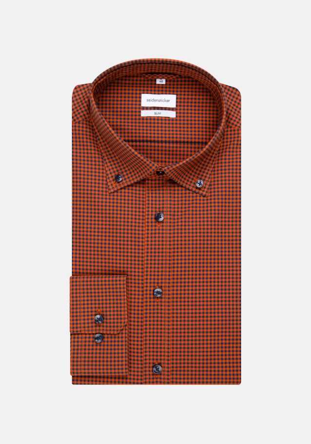 Non-iron Popeline Business overhemd in Slim with Button-Down-Kraag in Oranje |  Seidensticker Onlineshop