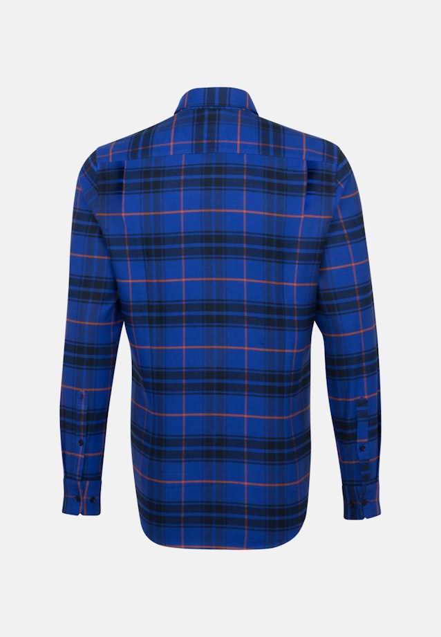 Flanell Business Hemd in Regular mit Button-Down-Kragen in Mittelblau |  Seidensticker Onlineshop