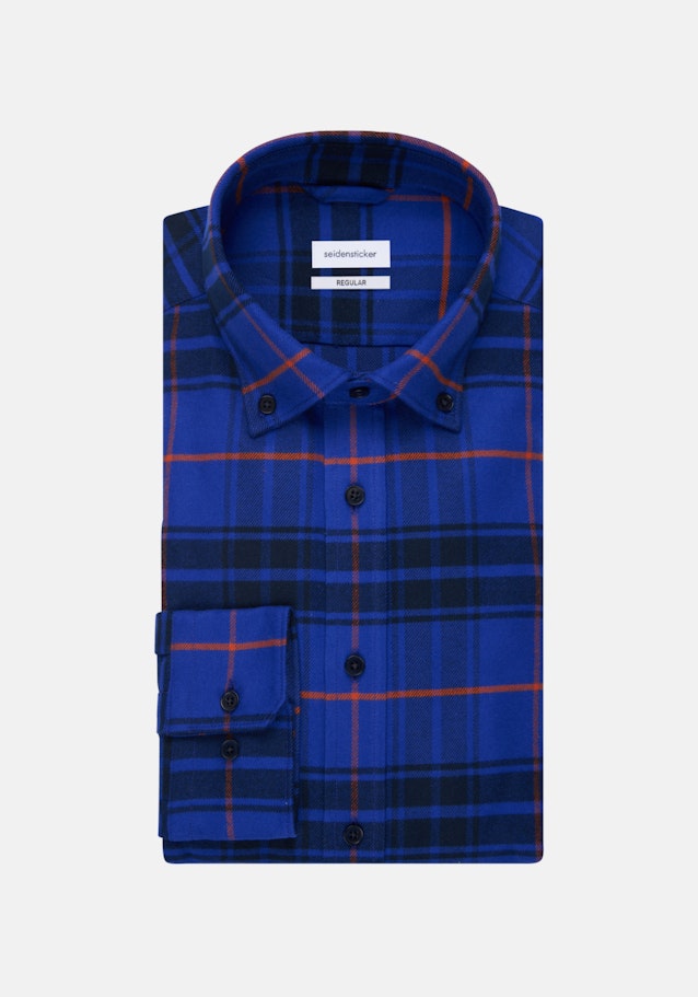 Flanell Business Hemd in Regular mit Button-Down-Kragen in Mittelblau |  Seidensticker Onlineshop