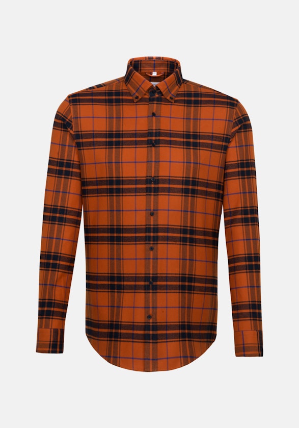 Flanell Business Hemd in Regular mit Button-Down-Kragen in Orange |  Seidensticker Onlineshop