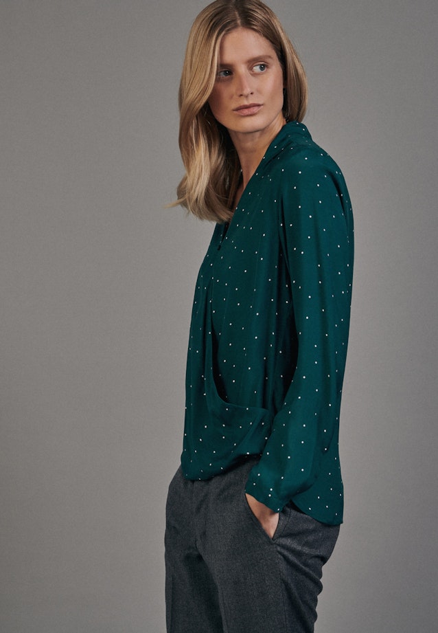 Lange mouwen Voile Wikkelblouse in Groen |  Seidensticker Onlineshop