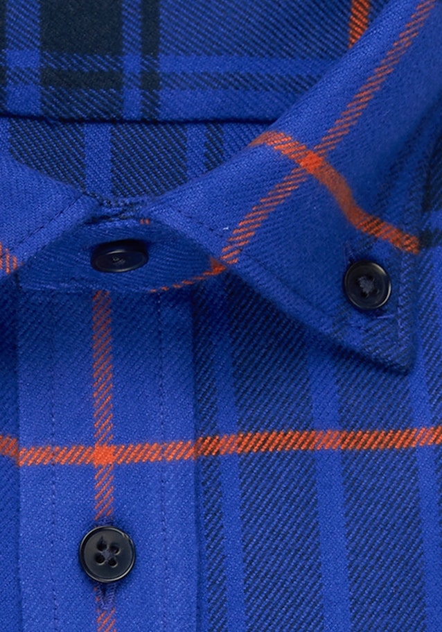 Flanell Business Hemd in Slim mit Button-Down-Kragen in Mittelblau |  Seidensticker Onlineshop