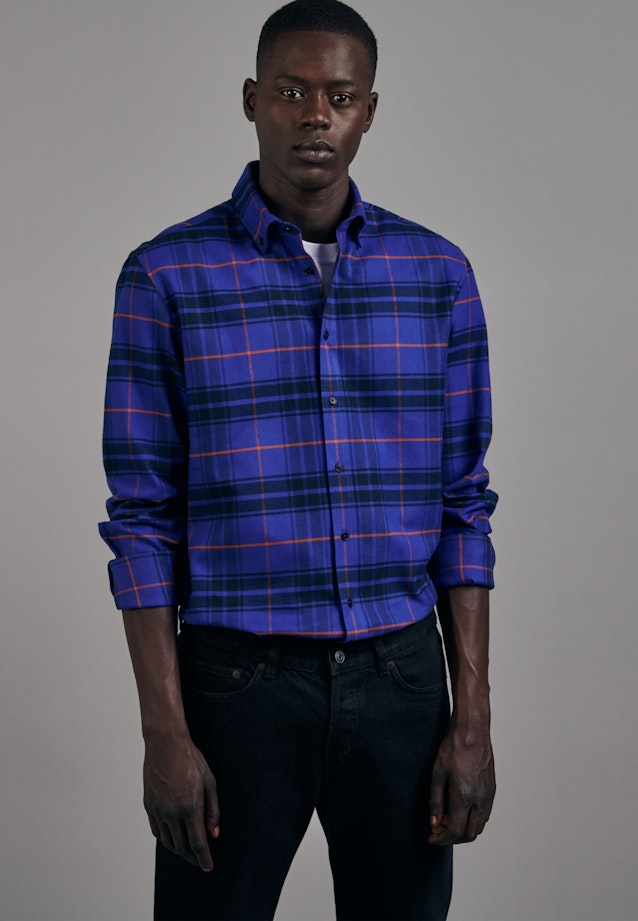 Business Shirt in Slim with Button-Down-Collar in Medium Blue | Seidensticker Onlineshop