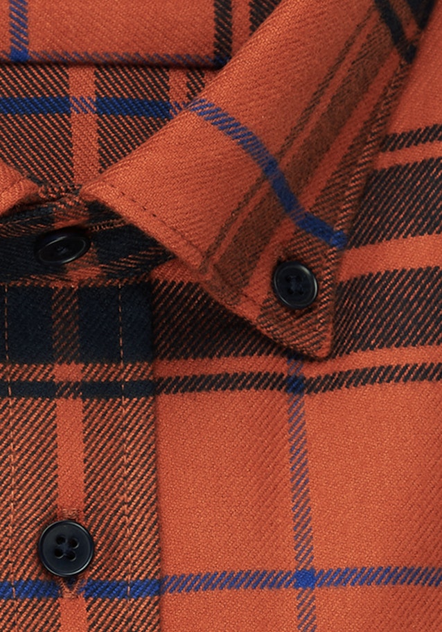 Flanell Business Hemd in Slim mit Button-Down-Kragen in Orange |  Seidensticker Onlineshop