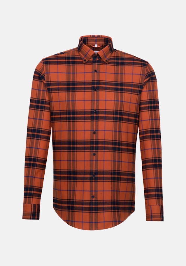 Flanell Business Hemd in Slim mit Button-Down-Kragen in Orange |  Seidensticker Onlineshop