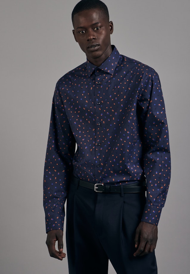 Slim Business Shirt Print in Dark Blue |  Seidensticker Onlineshop