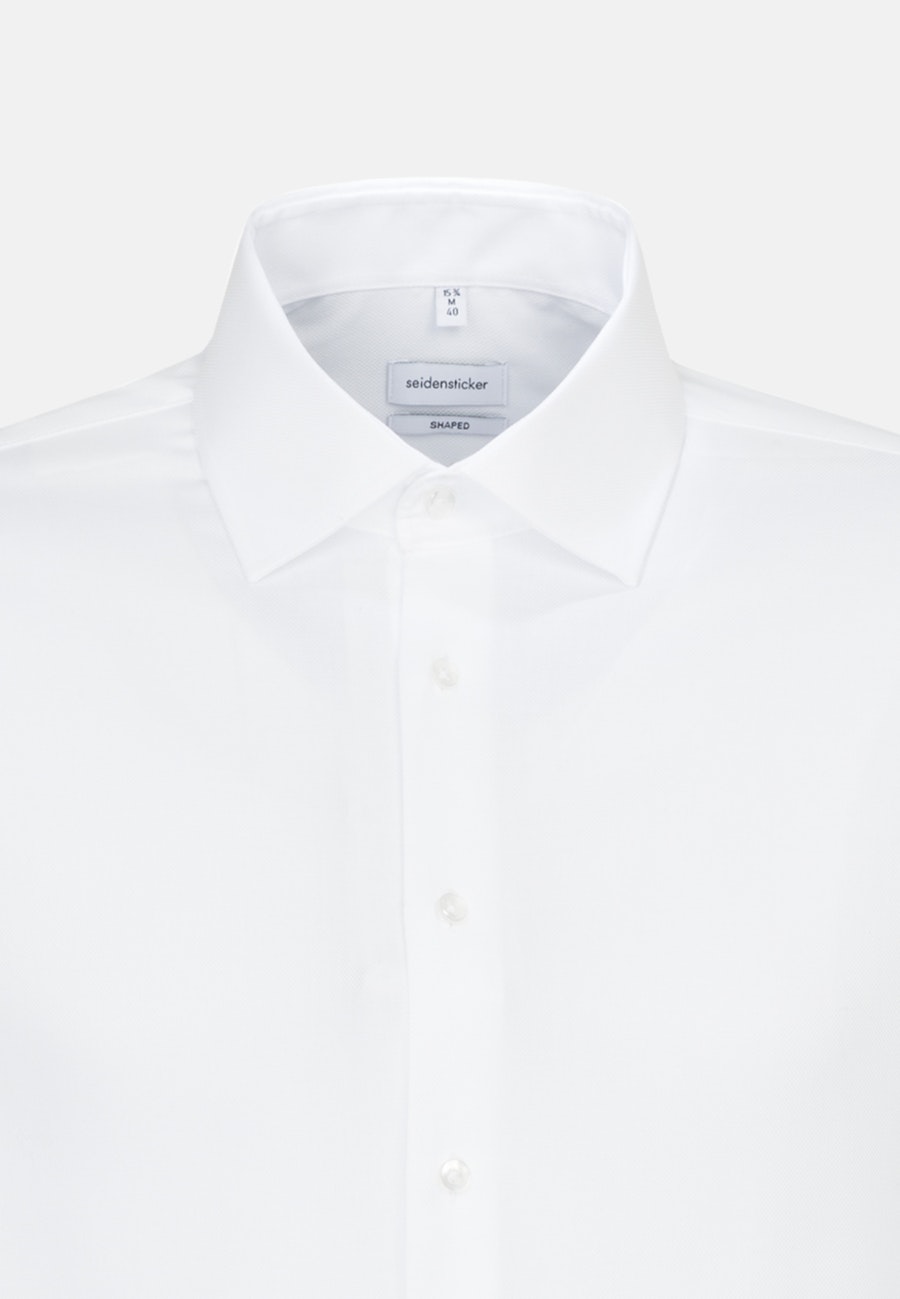 Bügelfreies Struktur Business Hemd in Shaped mit Kentkragen und extra langem Arm in Weiß |  Seidensticker Onlineshop