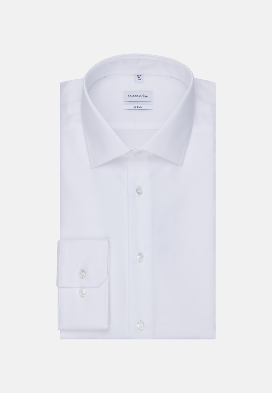 Bügelfreies Struktur Business Hemd in X-Slim mit Kentkragen und extra langem Arm in Weiß |  Seidensticker Onlineshop