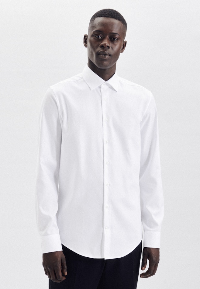 Non-iron Structure Business Shirt in X-Slim with Kent-Collar and extra long sleeve in White | Seidensticker online shop