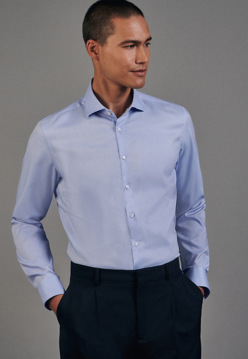 Easy-iron Herringbone pattern Business Shirt in Slim with Kent-Collar