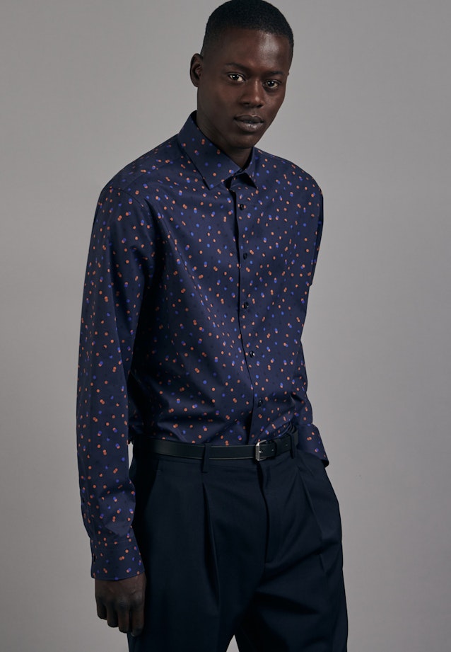 Shaped Business Shirt Print in Dark Blue |  Seidensticker Onlineshop