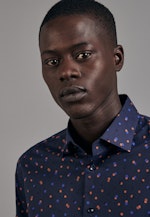 Shaped Business Shirt Print in Dark Blue |  Seidensticker Onlineshop