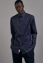Shaped Business Shirt Print in Dark Blue |  Seidensticker Onlineshop
