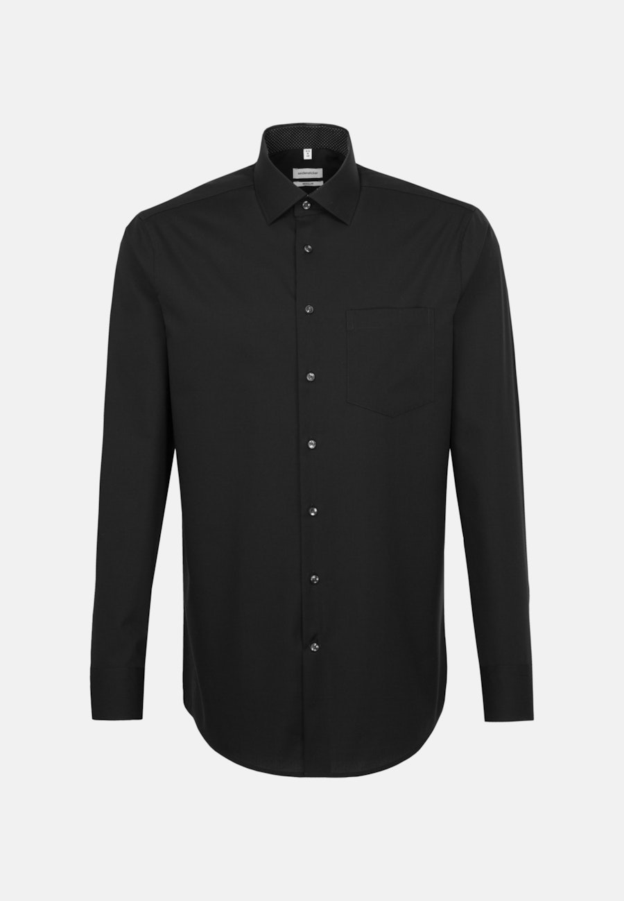 Bügelfreies Popeline Business Hemd in Regular mit Kentkragen und extra langem Arm in Schwarz |  Seidensticker Onlineshop