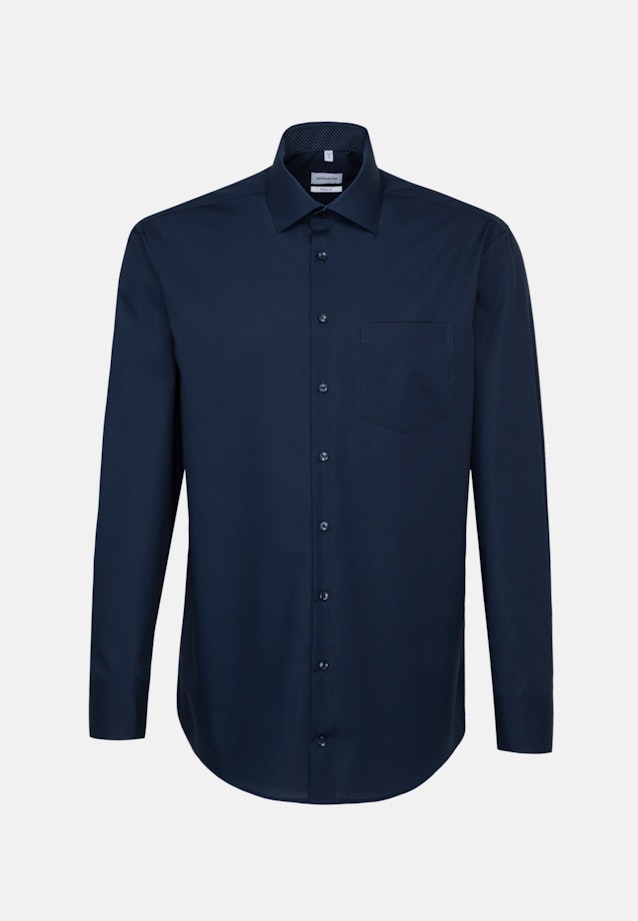 Non-iron Poplin Business Shirt in Regular with Kent-Collar and extra long sleeve in Dark Blue |  Seidensticker Onlineshop