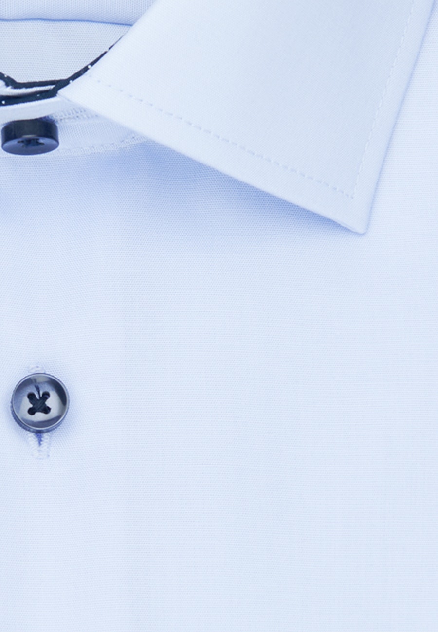 Bügelfreies Popeline Business Hemd in Regular fit mit Kentkragen und extra langem Arm in Mittelblau |  Seidensticker Onlineshop