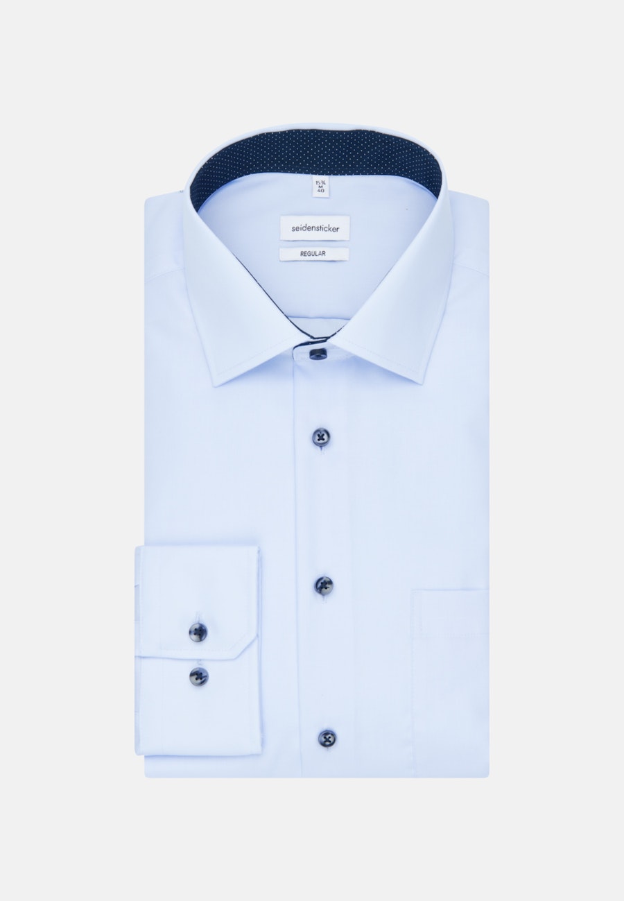 Bügelfreies Popeline Business Hemd in Regular fit mit Kentkragen und extra langem Arm in Mittelblau |  Seidensticker Onlineshop