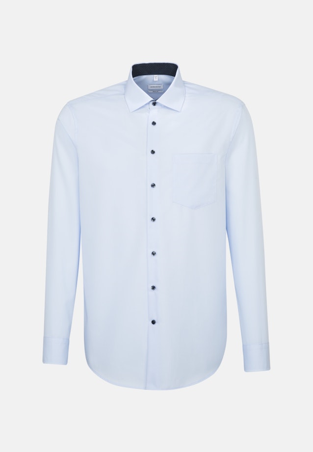 Non-iron Popeline Business overhemd in Regular with Kentkraag and extra long sleeve in Middelmatig Blauw |  Seidensticker Onlineshop