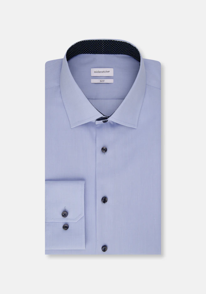 Shaped Business shirt Uni in Medium Blue | Seidensticker online shop