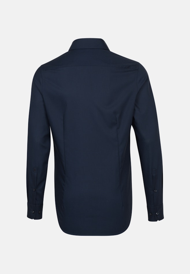 Non-iron Poplin Business Shirt in Shaped with Kent-Collar and extra long sleeve in Dark Blue | Seidensticker online shop