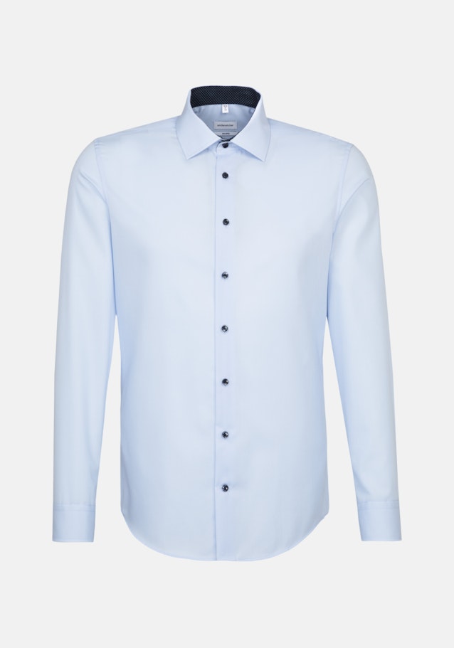 Non-iron Popeline Business overhemd in Shaped with Kentkraag and extra long sleeve in Middelmatig Blauw |  Seidensticker Onlineshop