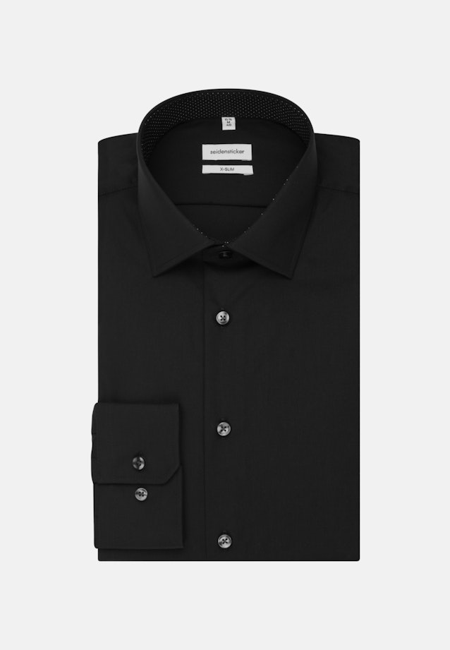 Non-iron Poplin Business Shirt in X-Slim with Kent-Collar and extra long sleeve in Black |  Seidensticker Onlineshop