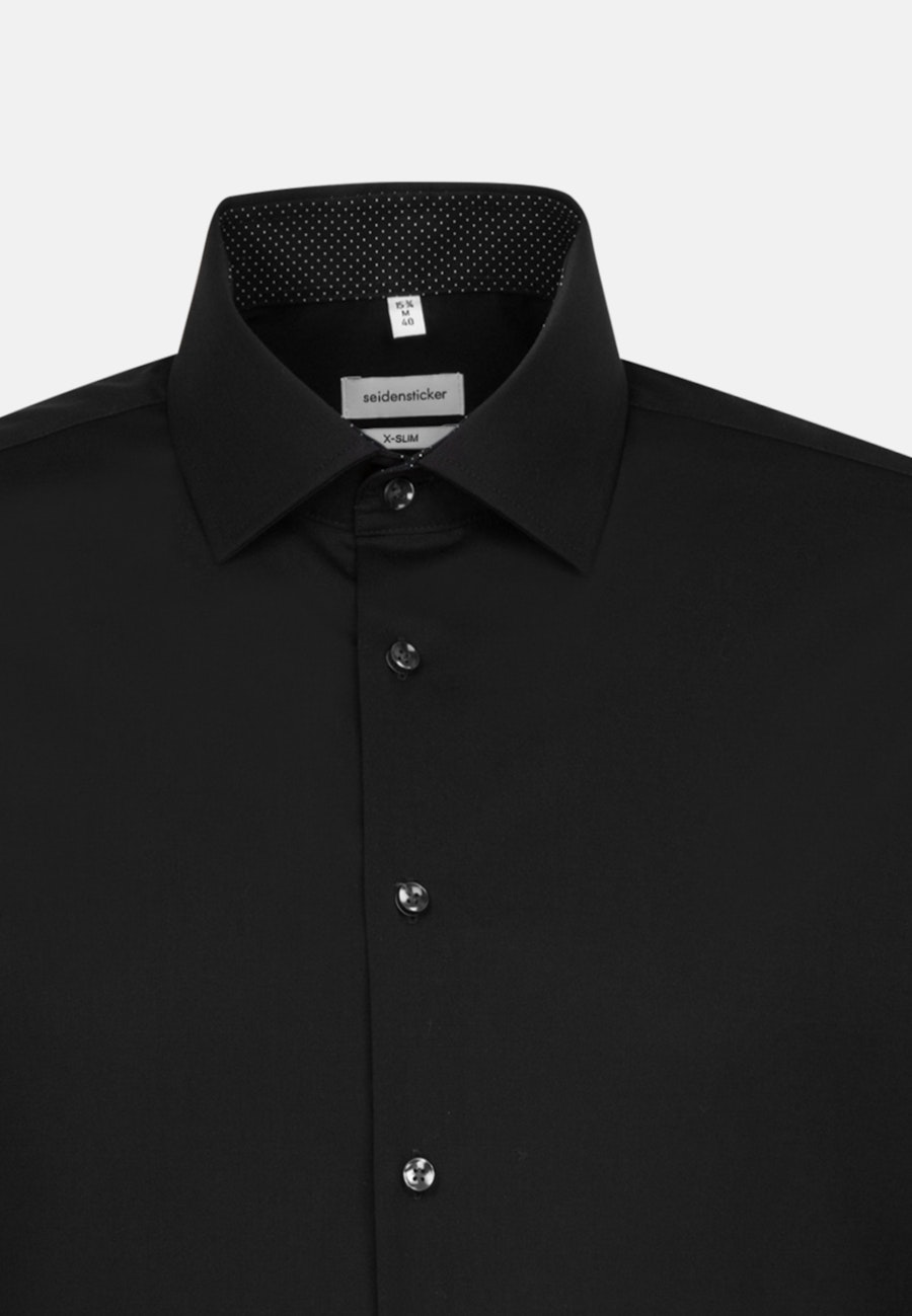 Bügelfreies Popeline Business Hemd in X-Slim mit Kentkragen und extra langem Arm in Schwarz |  Seidensticker Onlineshop