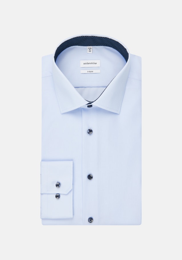 Non-iron Poplin Business Shirt in X-Slim with Kent-Collar and extra long sleeve in Medium Blue | Seidensticker Onlineshop