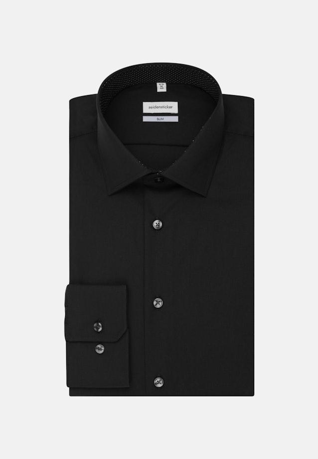 Non-iron Poplin Business Shirt in Slim with Kent-Collar and extra long sleeve in Black |  Seidensticker Onlineshop