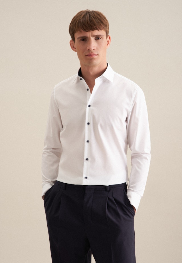 Non-iron Poplin Business Shirt in Slim with Kent-Collar and extra long sleeve in White |  Seidensticker Onlineshop