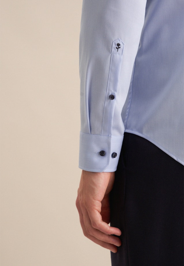 Non-iron Poplin Business Shirt in Slim with Kent-Collar and extra long sleeve in Medium Blue |  Seidensticker Onlineshop