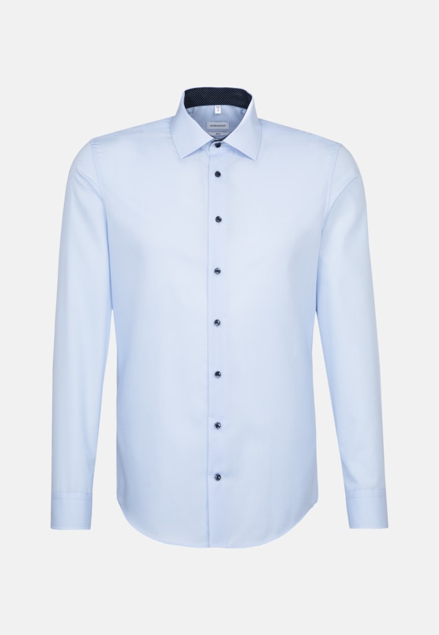Non-iron Popeline Business overhemd in Slim with Kentkraag and extra long sleeve in Middelmatig Blauw |  Seidensticker Onlineshop