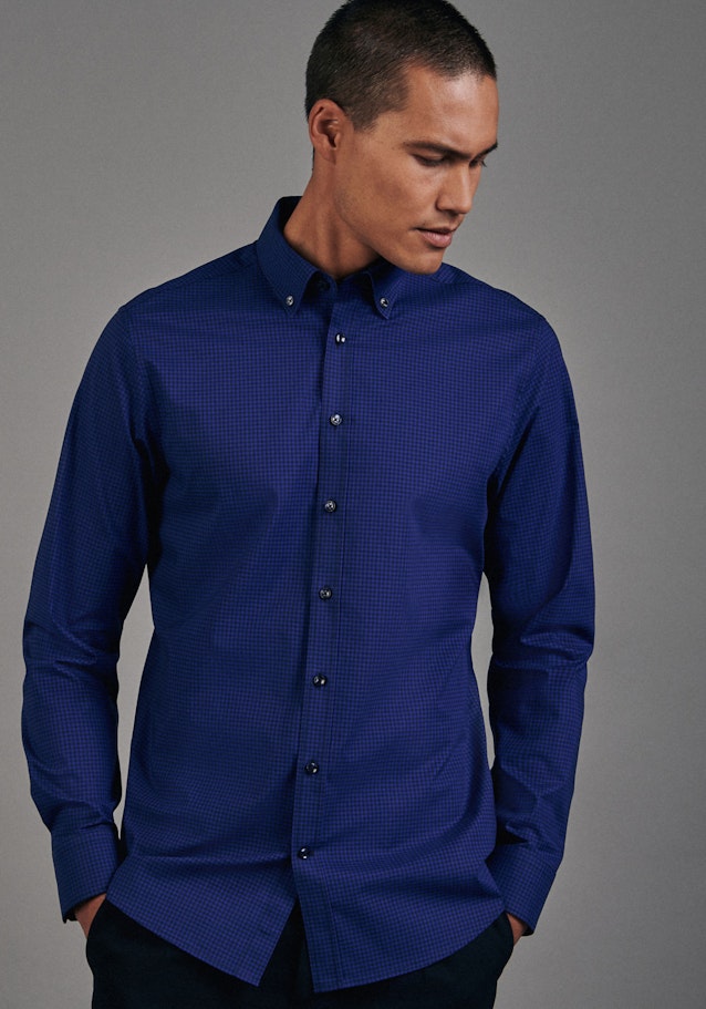 Non-iron Popeline Business overhemd in Shaped with Button-Down-Kraag in Middelmatig Blauw |  Seidensticker Onlineshop