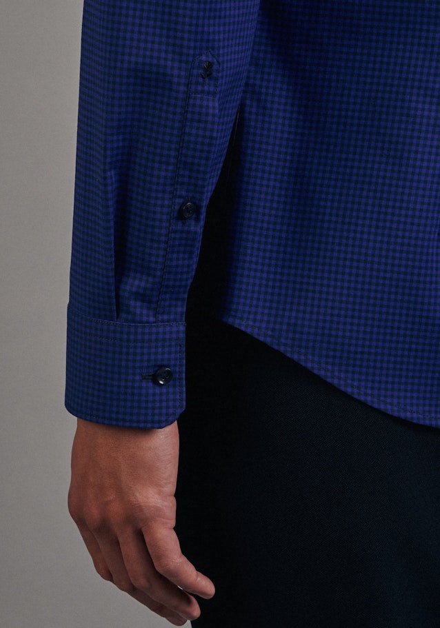 Non-iron Poplin Business Shirt in Shaped with Button-Down-Collar in Medium Blue |  Seidensticker Onlineshop