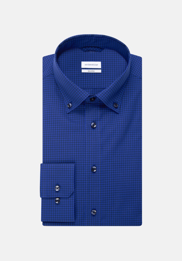 Non-iron Poplin Business Shirt in Shaped with Button-Down-Collar in Medium Blue |  Seidensticker Onlineshop