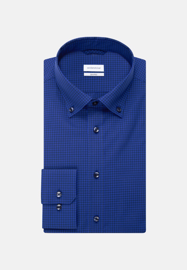 Bügelfreies Popeline Business Hemd in Shaped mit Button-Down-Kragen in Mittelblau |  Seidensticker Onlineshop