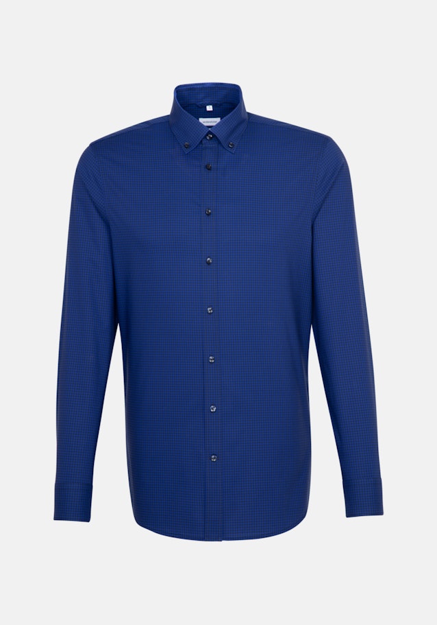 Non-iron Poplin Business Shirt in Shaped with Button-Down-Collar in Medium Blue |  Seidensticker Onlineshop