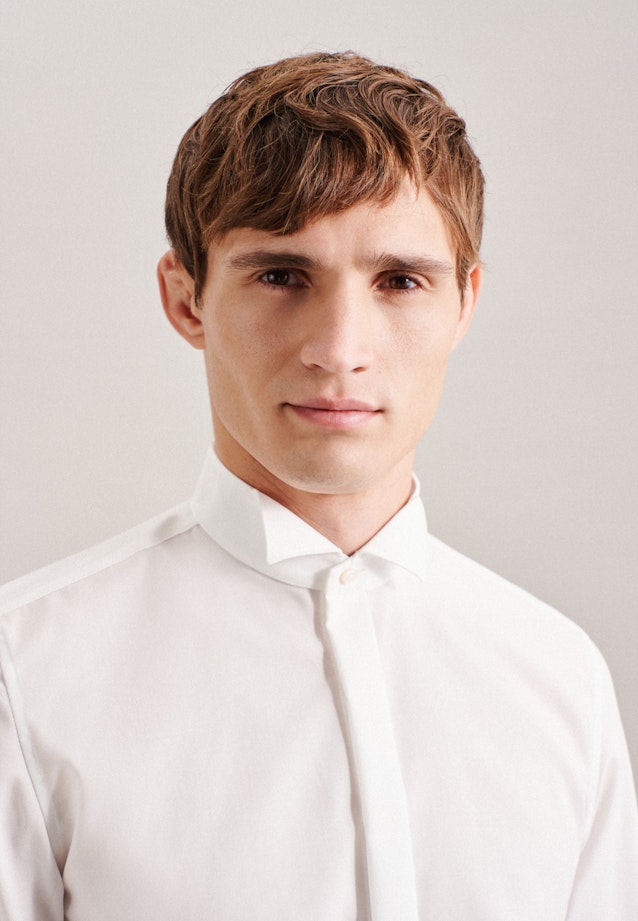 Non-iron Poplin Gala Shirt in Shaped with Wing Collar in Ecru |  Seidensticker Onlineshop
