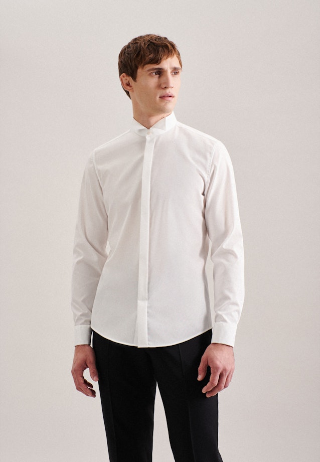 Non-iron Poplin Gala Shirt in Shaped with Wing Collar in Ecru |  Seidensticker Onlineshop