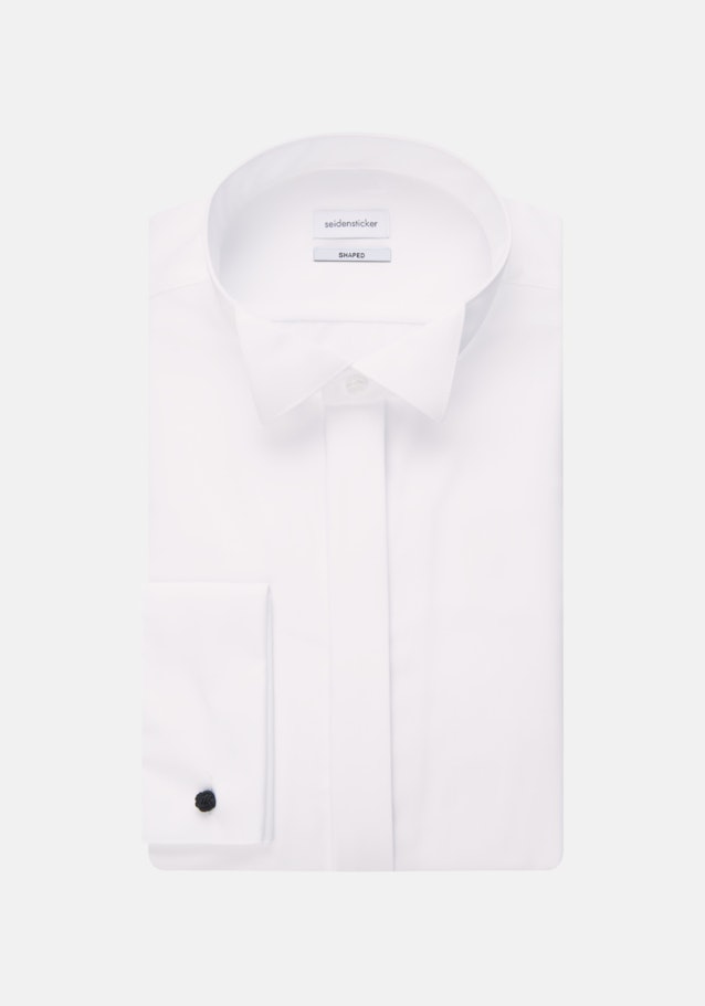 Bügelfreies Popeline Smokinghemd in Shaped mit Kläppchenkragen in Weiß |  Seidensticker Onlineshop